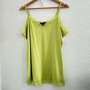 Fashion‎ Bug Tank Top Cami Womens 1X Lace Trim Adjustable Straps Chartreuse Y2K